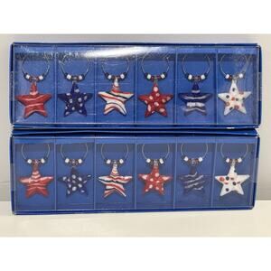 2 Pier 1 Imports Wine Glass Drink Charms Holiday Patriotic July 4th Set of 6